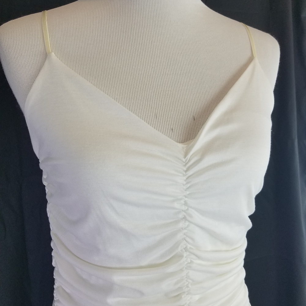 Vintage white rouched stretchy camisole blouse